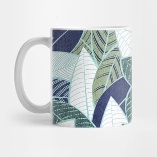 Leaf wall // pattern // navy blue pine and sage green leaves mint lines Mug